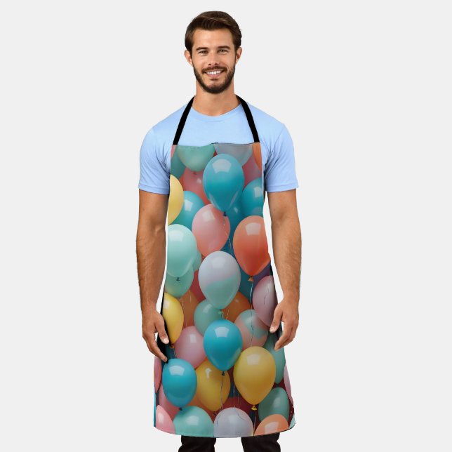 Tablier Motif de ballons de fête colorés  (Porté)