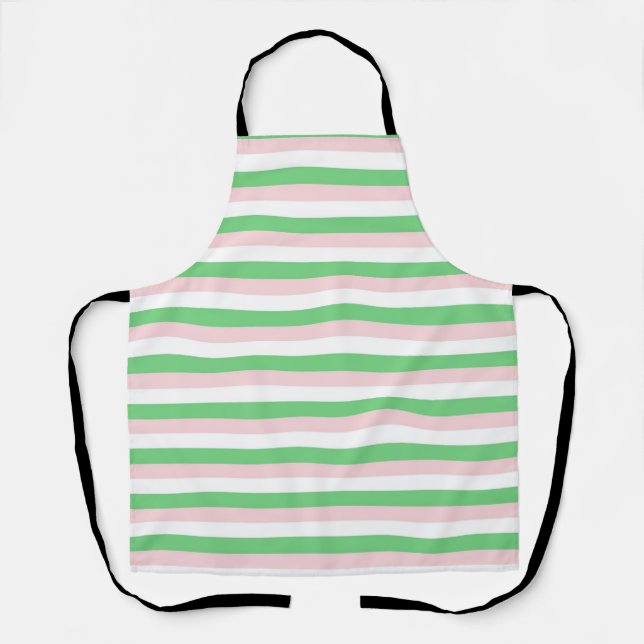 Tablier Motif de bande horizontale rose verte (Recto)