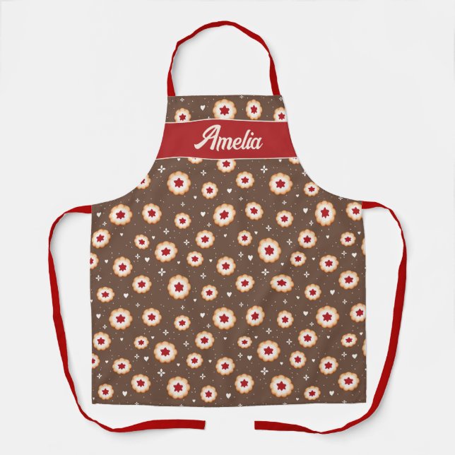 Tablier Motif de biscuits de Noël Nom de la cuisson des Fê (Recto)