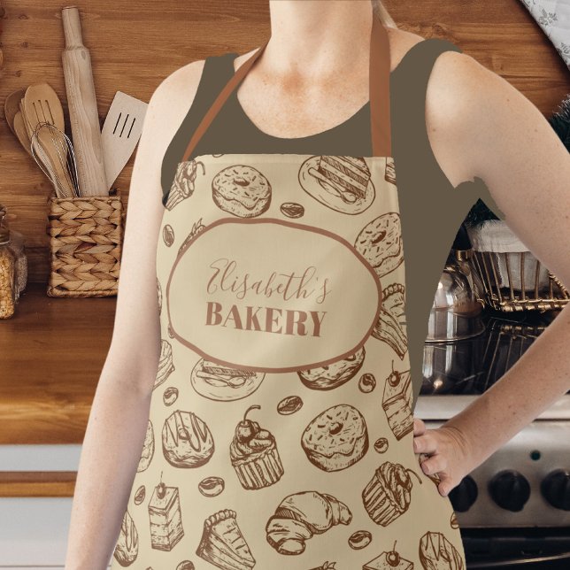 Tablier Motif de biscuits vintage nom personnalisé cuisson (Créateur téléchargé)