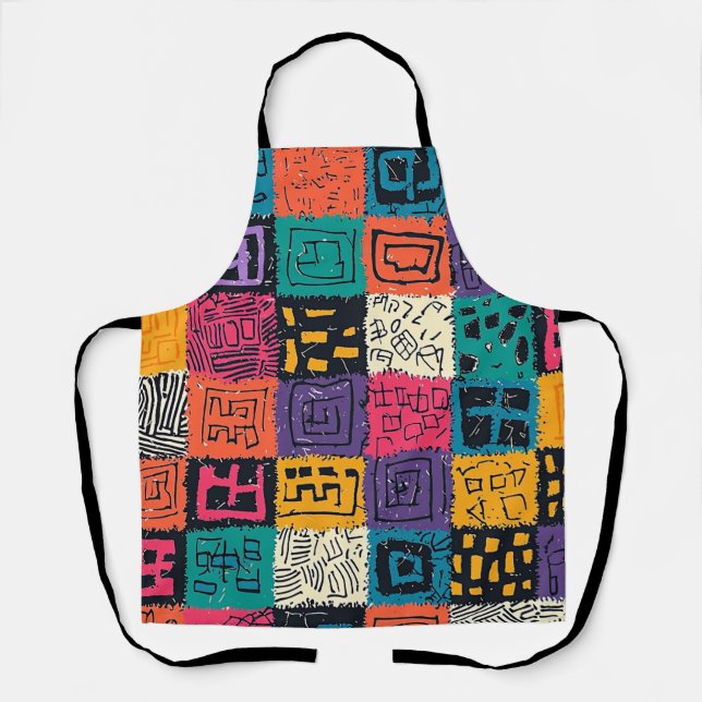 Tablier Motif de boîte coloré vibrant (Recto)