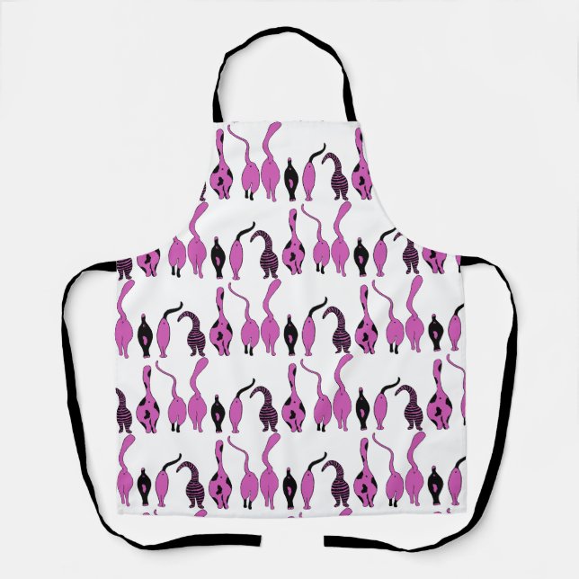 Tablier Motif de boutons de chats violets (Recto)