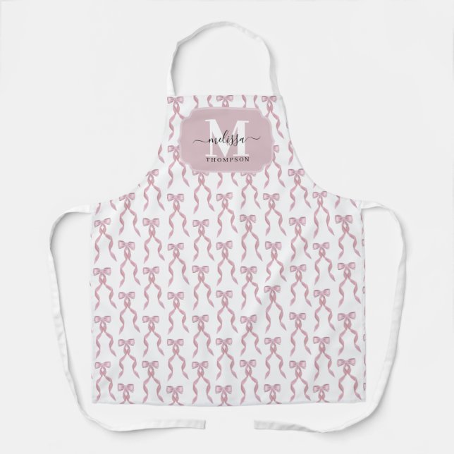 Tablier Motif de Bow rose Aquarelle (Recto)