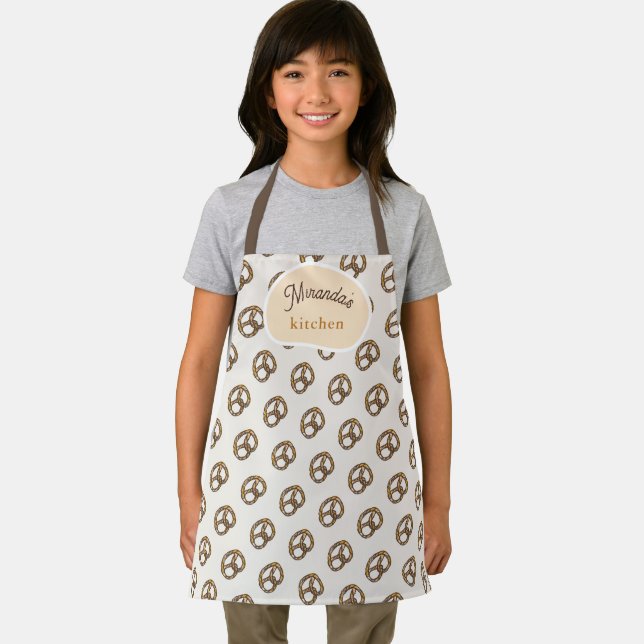 Tablier Motif de Bretzel Beige Dessiné à la Main et Mignon (Insitu)