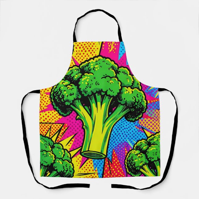 Tablier Motif de brocoli Pop Art vibrant (Recto)