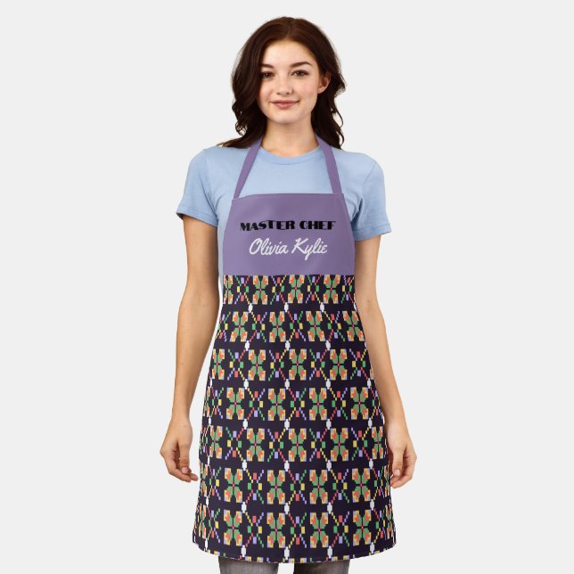 Tablier Motif de broderie pixel de Songket de chanson trad (Porté)