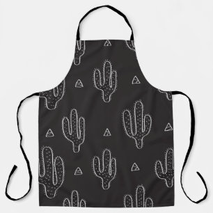 Tablier Motif de cactus noir à main
