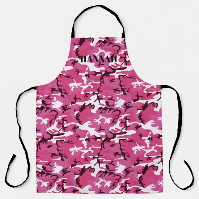 Tablier Motif de camouflage rose personnalisé (Recto)