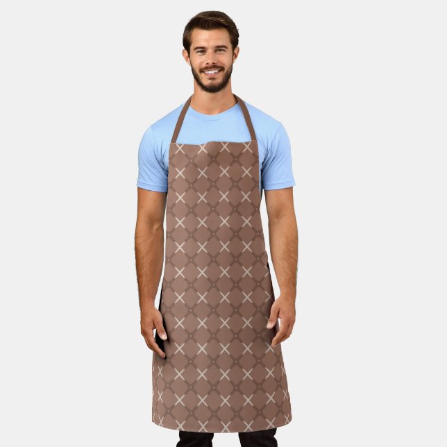 Tablier Motif de carrelage géométrique avec marron et crèm (Porté)