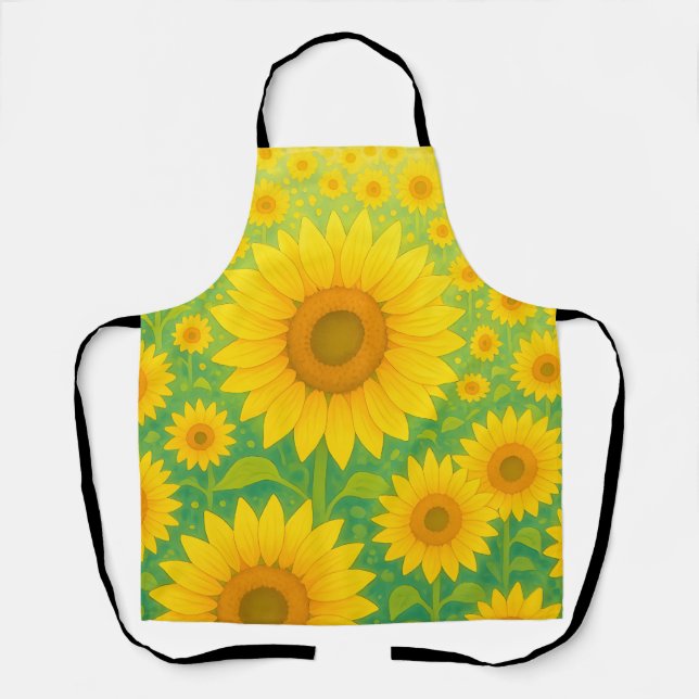 Tablier Motif de champ de tournesol vibrant (Recto)