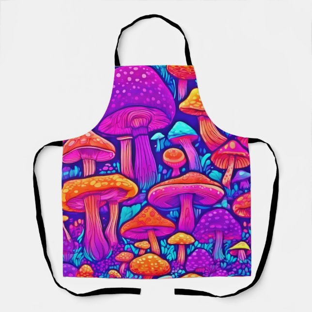 Tablier Motif de champignons colorés (Recto)