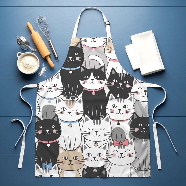 Tablier Motif de chat fantaisiste mignon (Créateur téléchargé)