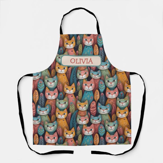 Tablier Motif de chatons fantaisistes colorés mignons (Recto)