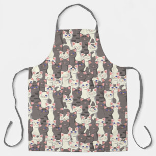 Tablier Motif de chats blancs et gris