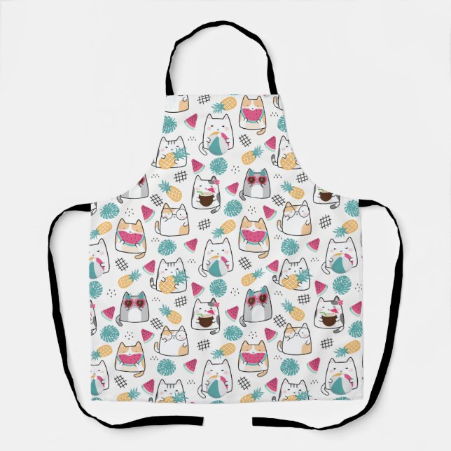 Tablier Motif de chats mignons d'été (Recto)