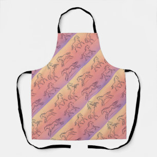 Tablier Motif de cheval en art linéaire diagonal Chevaux a
