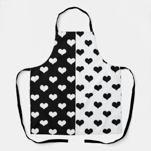 Tablier Motif de coeur Black White Love
