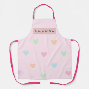 Tablier Motif de cœur coloré pastel personnalisé