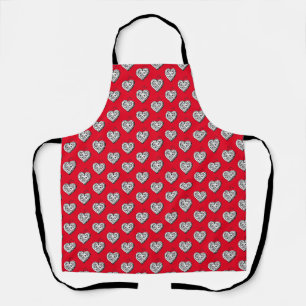 Tablier Motif de coeur mignon rouge et noir