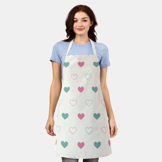 Tablier Motif de cœur simple et mignon (Porté)