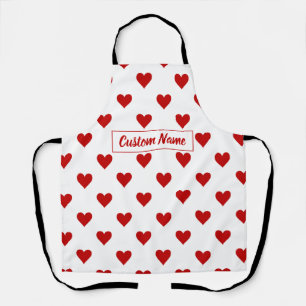 Tablier Motif de cœurs avec nom personnalisé