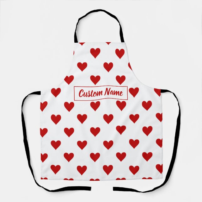 Tablier Motif de cœurs avec nom personnalisé (Recto)