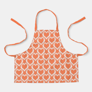 Tablier Motif de cœurs blancs corail