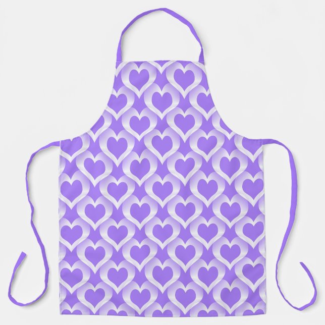 Tablier Motif de cœurs blancs violets (Recto)