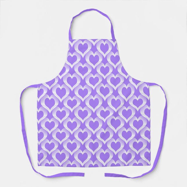Tablier Motif de cœurs blancs violets (Recto)