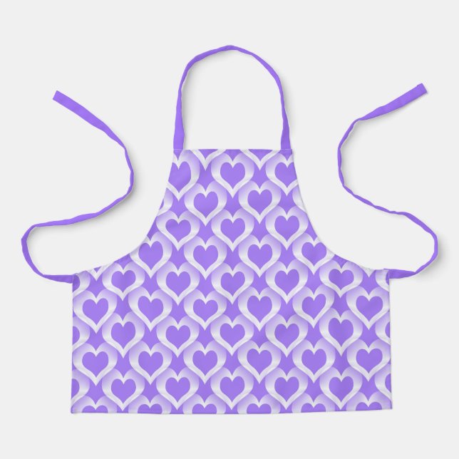Tablier Motif de cœurs blancs violets (Recto)