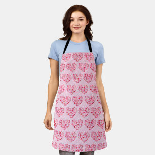 Tablier Motif de coeurs rouges et roses