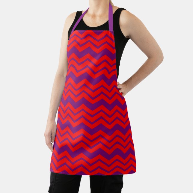 Tablier Motif de conception Chevron rouge et violet  (Insitu)