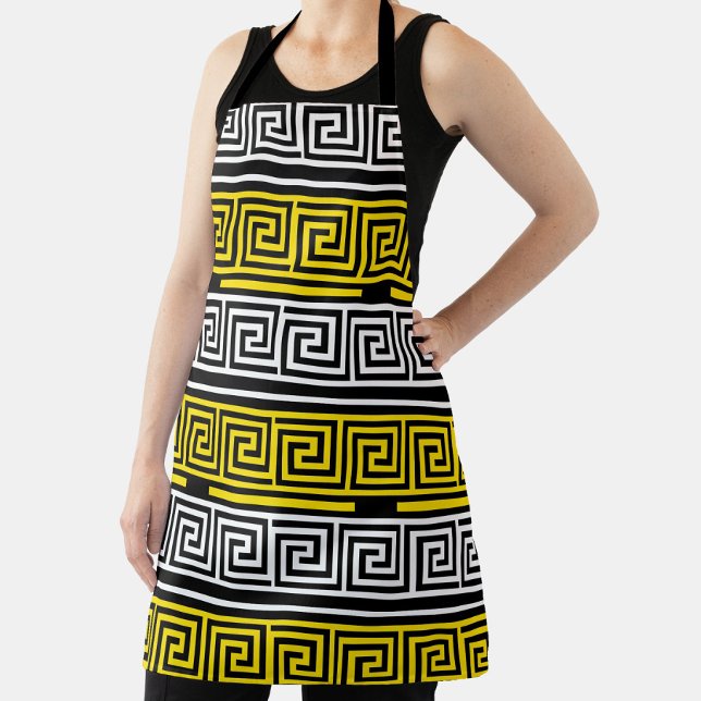Tablier Motif de conception de frise à clé grecque jaune b (Créateur téléchargé)