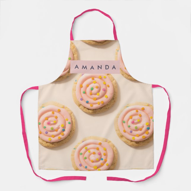 Tablier Motif de cookie glacé rose personnalisé (Recto)