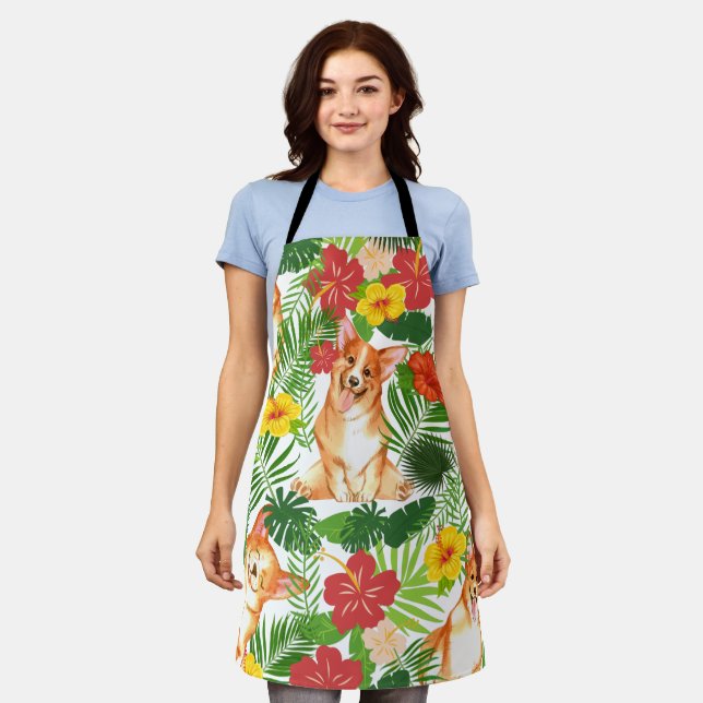 Tablier Motif de Corgi mignon souriant (Porté)