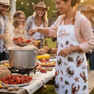 Tablier Motif de crabe de homard de crustacés de la mer