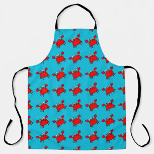 Tablier Motif de crabes rouges mignons sur fond bleu aqua