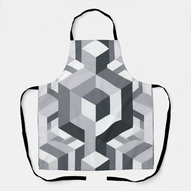 Tablier Motif de cube isométrique monochrome (Recto)