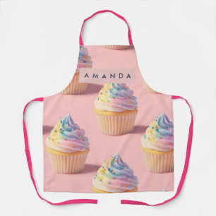 Tablier Motif de cupcake arc-en-ciel pastel personnalisé