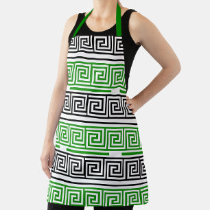 Tablier Motif de design à frise grecque verte noire et bla