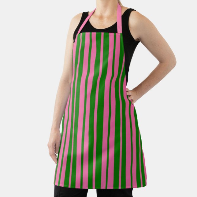 Tablier Motif de design de rayures élégantes rose et vert  (Créateur téléchargé)