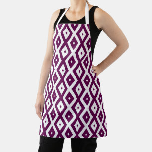Tablier Motif de diamant blanc et violet de prune