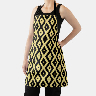 Tablier Motif de diamant jaune citron et noir