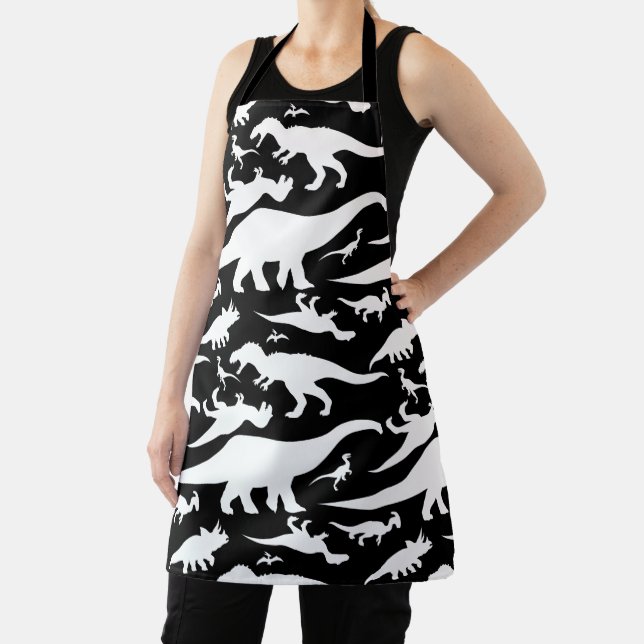 Tablier Motif de dinosaures noir et blanc (Insitu)