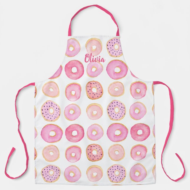 Tablier Motif de donut rose personnalisé (Recto)