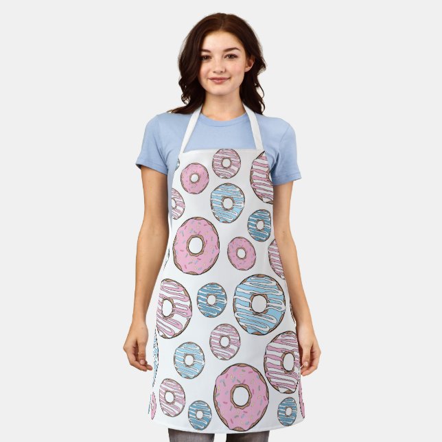 Tablier Motif De Donuts, Donuts Roses, Donuts Bleus (Porté)