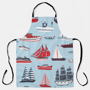 Tablier Motif de doodle du transport vintage par eau