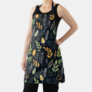 Tablier Motif de feuillage vert et jaune élégant 