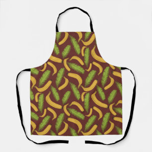 Tablier Motif de feuille de bananier rouge tropical