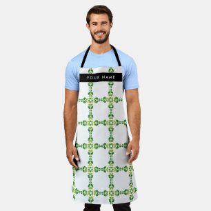 Tablier Motif de feuille, Feuilles vertes, Votre nom